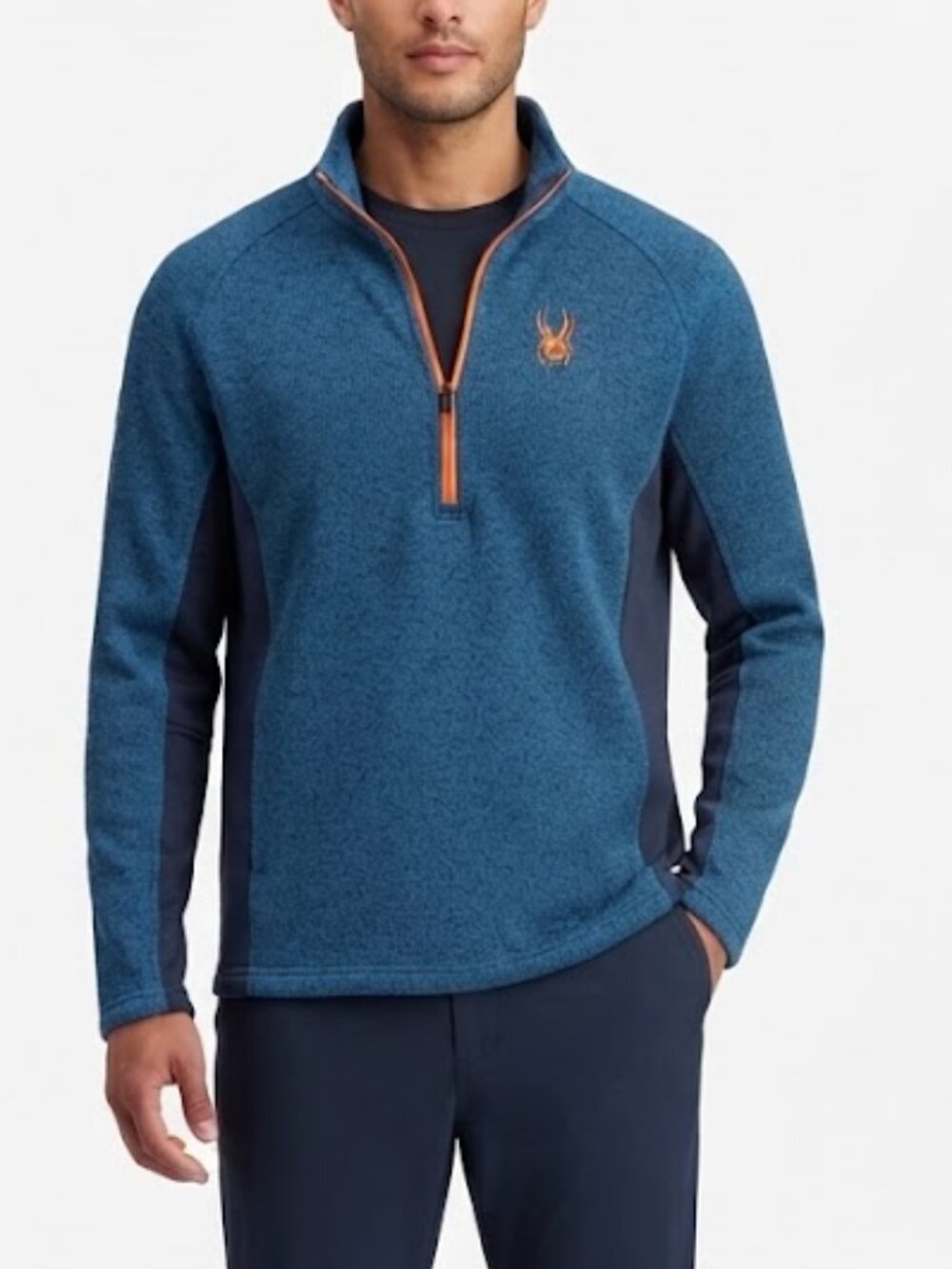 Spyder Outbound Half Zip Sweater Fleece Pullover Blue Orange Mens Medium